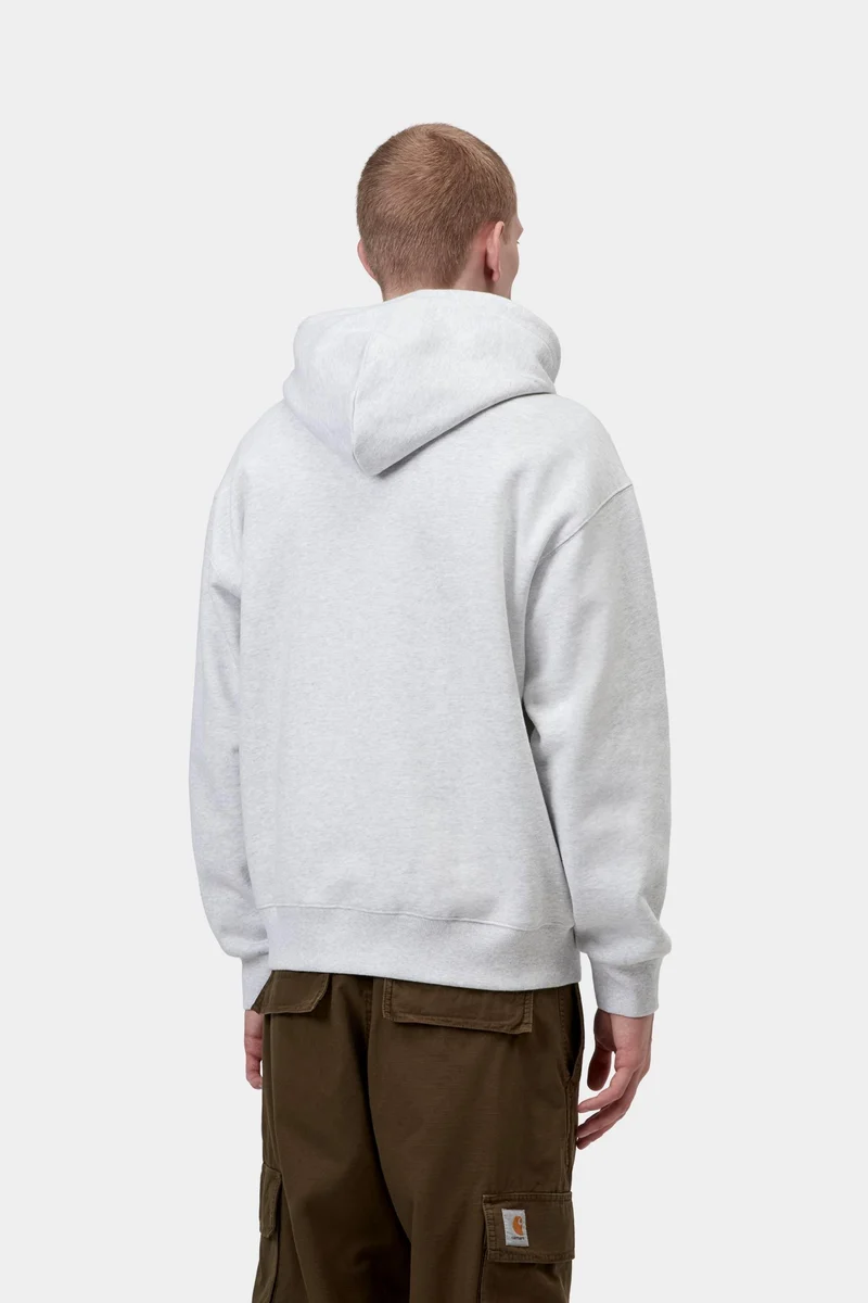Carhartt WIP Herren-Kapuzenpullover mit Autoaufkleber | Aschgrau meliert