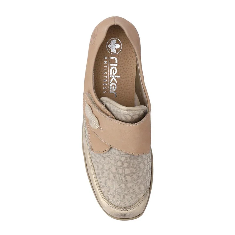 Stretchy Leather Touch-Fasten Trainers - RKR41504 / 326 820 - Beige