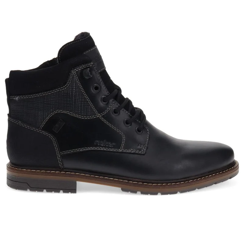 Leather Casual Lace-Up Boots - RKR40514 / 325 911 - Black