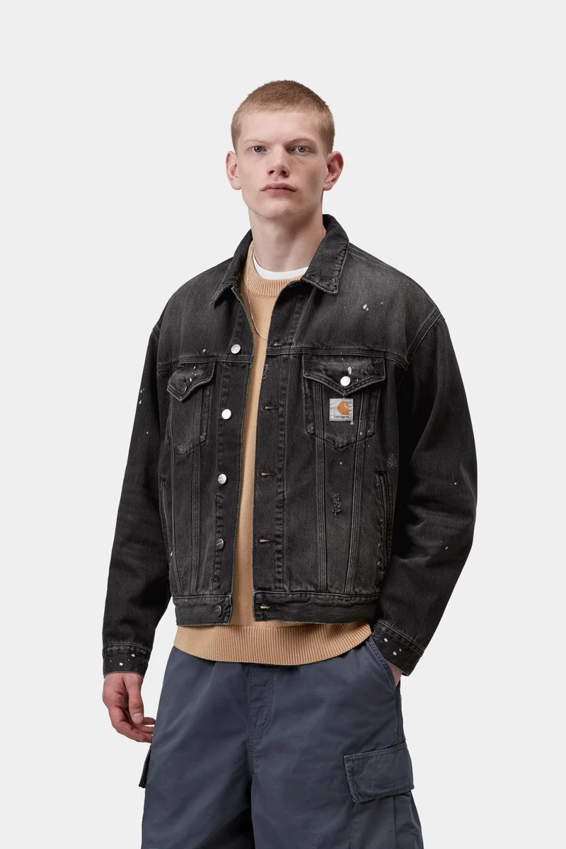 Carhartt WIP Helston Herrenjacke | Schwarz Destroy-Wash