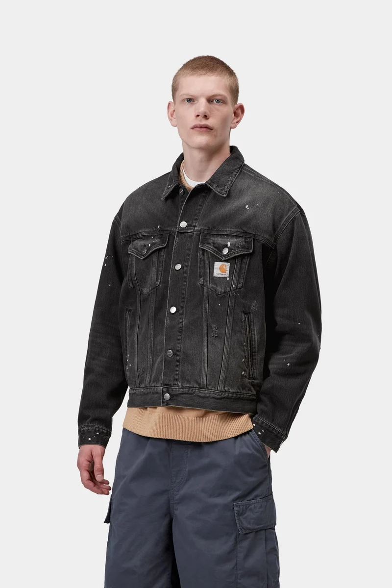 Carhartt WIP Helston Herrenjacke | Schwarz Destroy-Wash