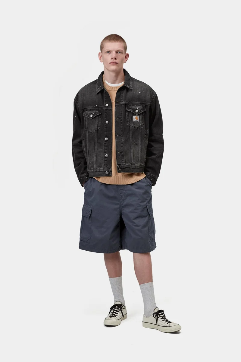 Carhartt WIP Helston Herrenjacke | Schwarz Destroy-Wash