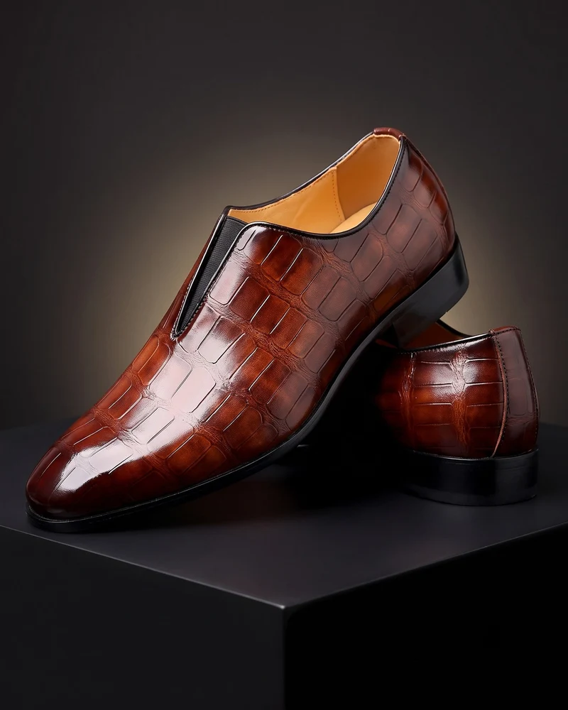 Amphon – Loafer mit Krokodilprägung und Slip-On-Passform