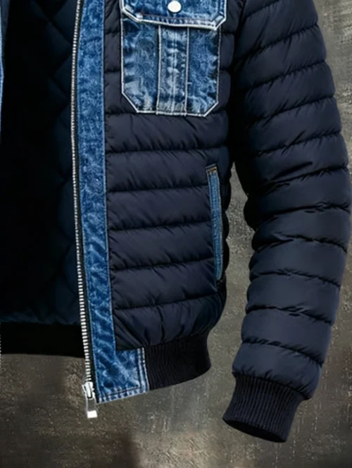 Yegor - Gesteppte Denim Hybrid Jacke