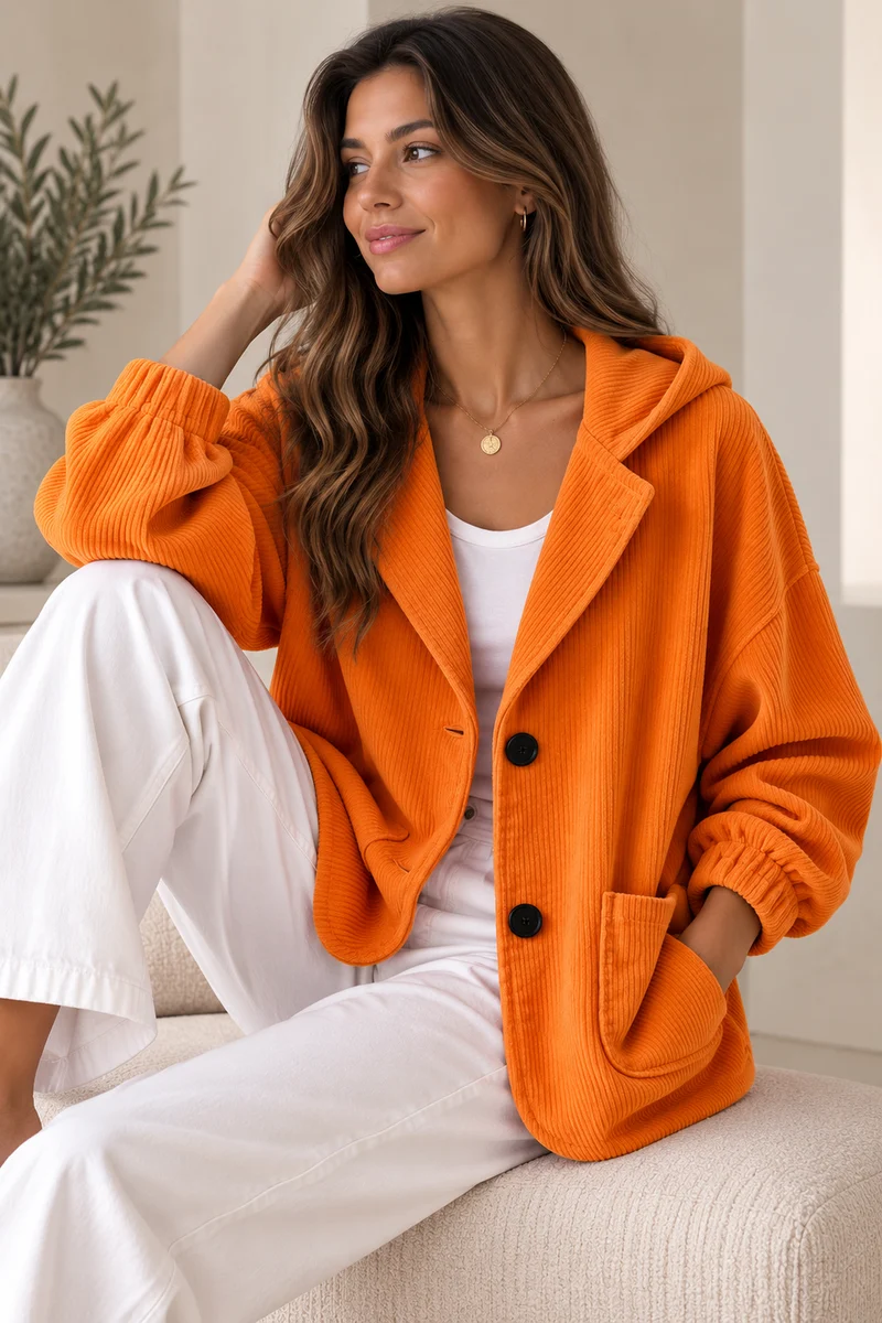 Nalina – Übergröße-Kapuzen Jacke Aus Cord