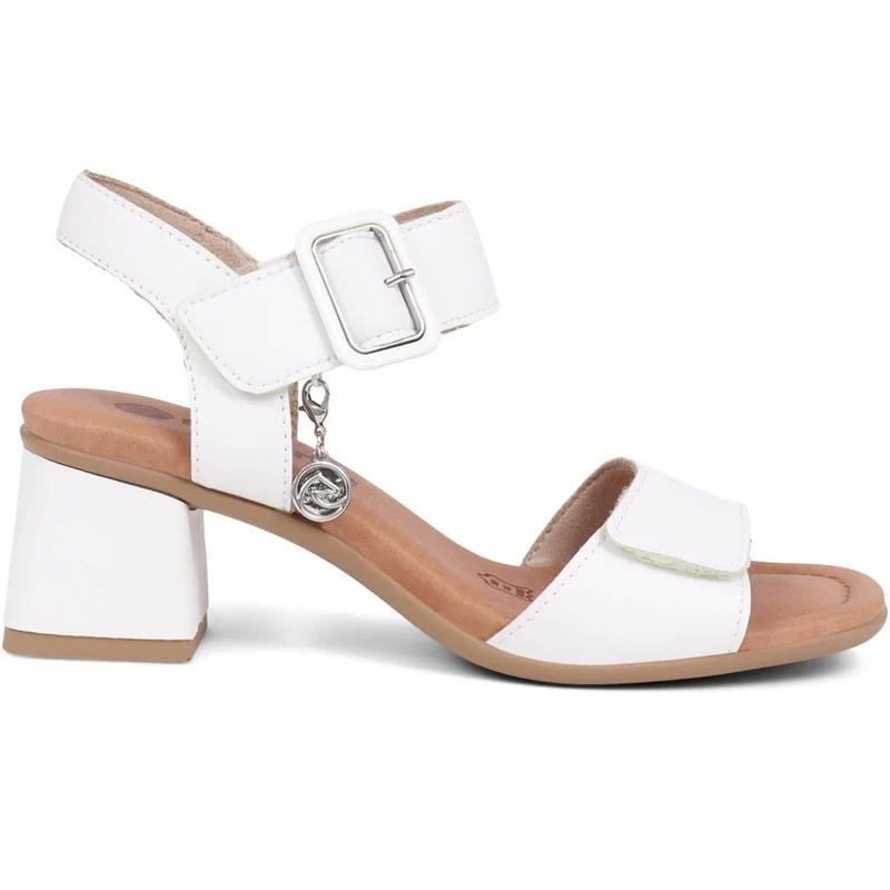 Leather Heeled Sandals - DRS39510 / 325 410 - White