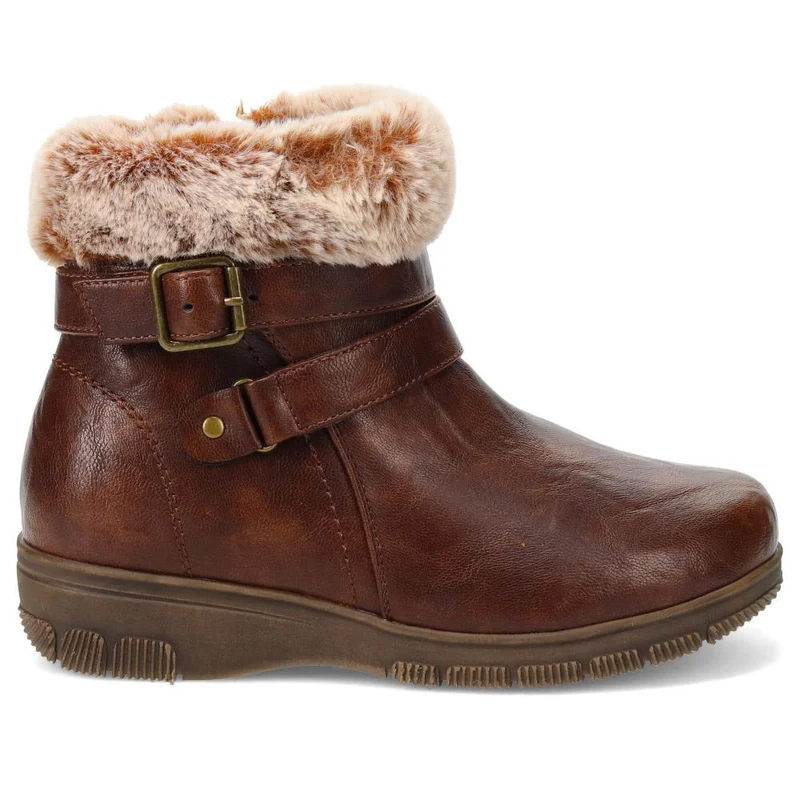 Extra-Wide Faux-Fur Cuff Ankle Boots - BELL / 326 119 - Brown