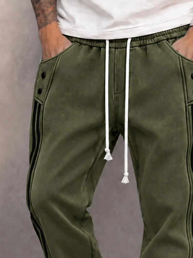 Danley - Lässige Jogging Hose Aus Kunstwildleder Mit Seitlichem Streifen