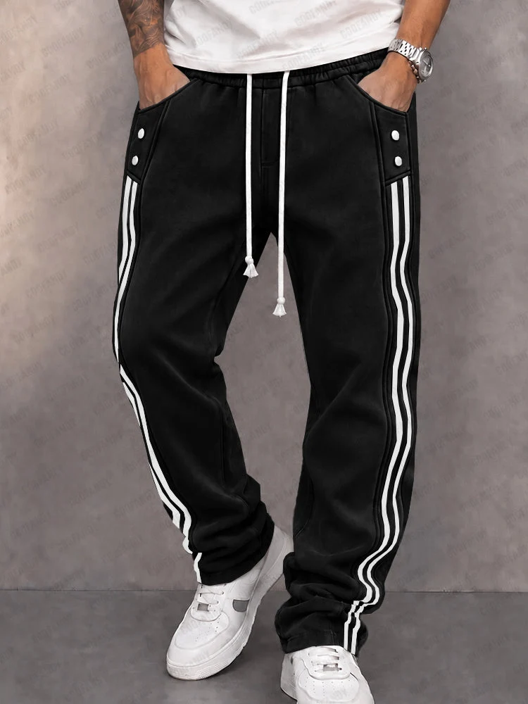 Danley - Lässige Jogging Hose Aus Kunstwildleder Mit Seitlichem Streifen