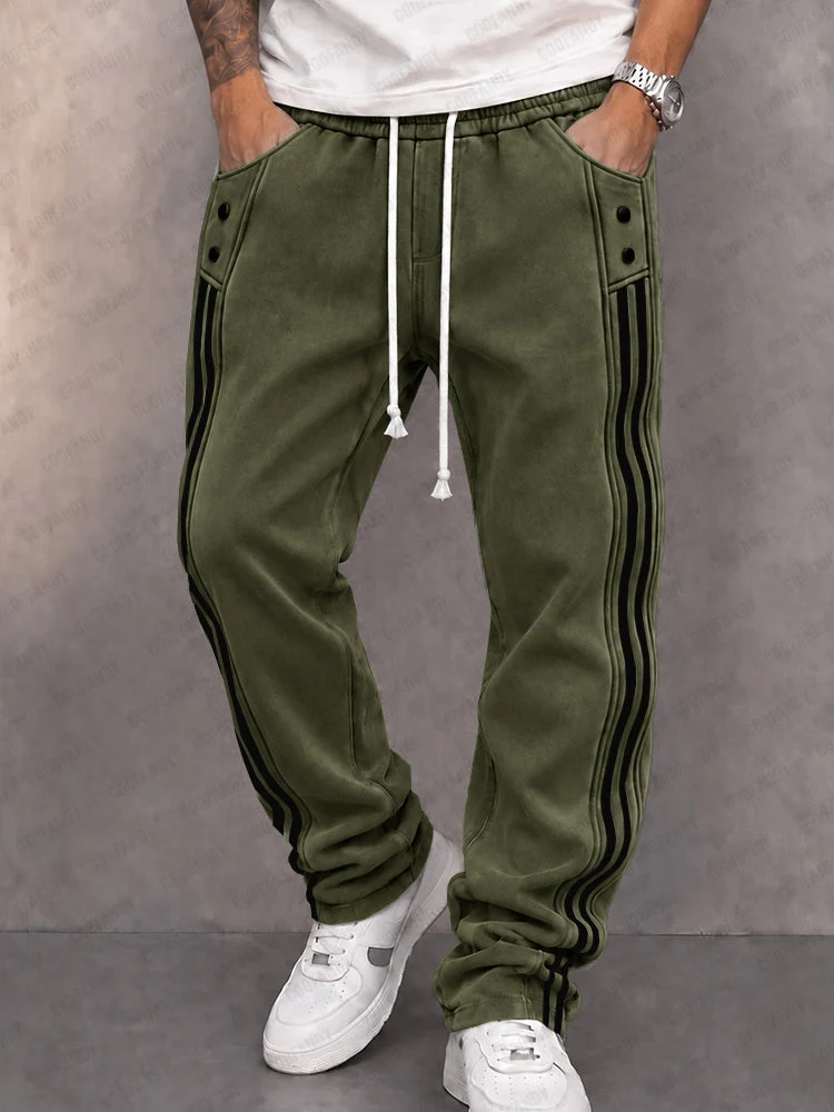 Danley - Lässige Jogging Hose Aus Kunstwildleder Mit Seitlichem Streifen