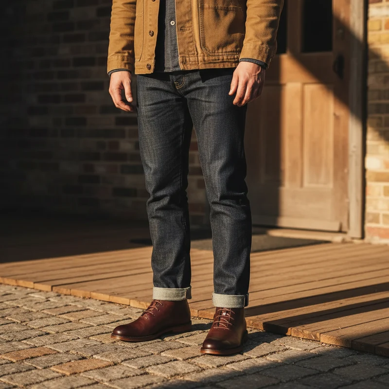 Milovans - Leder Schnür Stiefeletten Mit Runder Zehenpartie