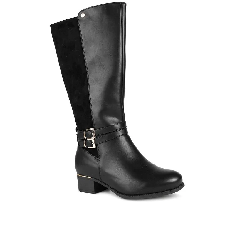 EasyFit Extra Wide Smart Buckled Long Boots - ALERIA / 330 167 - Black