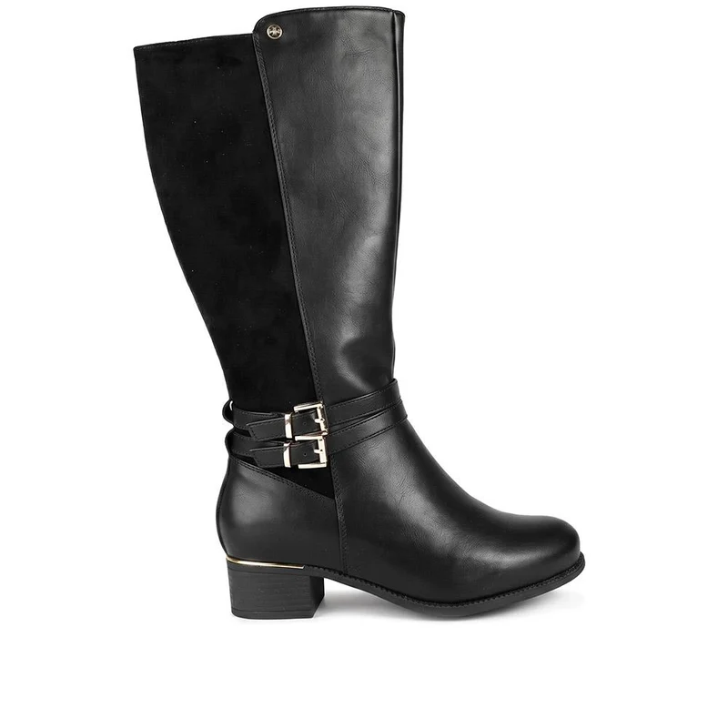 EasyFit Extra Wide Smart Buckled Long Boots - ALERIA / 330 167 - Black