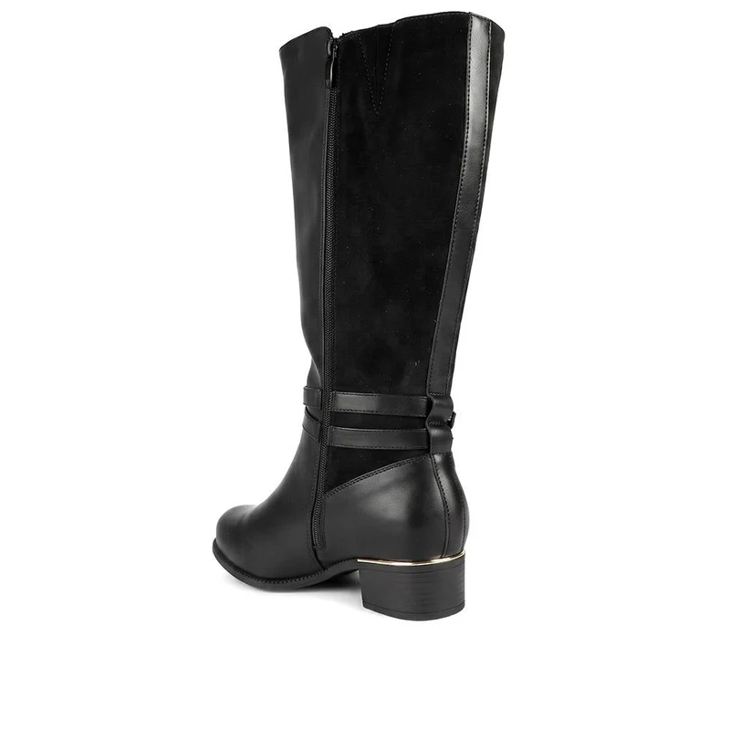 EasyFit Extra Wide Smart Buckled Long Boots - ALERIA / 330 167 - Black