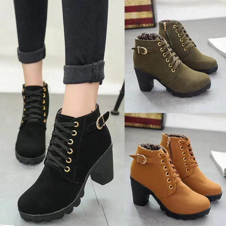 Wiltrud – Schnürstiefeletten mit Blockabsatz