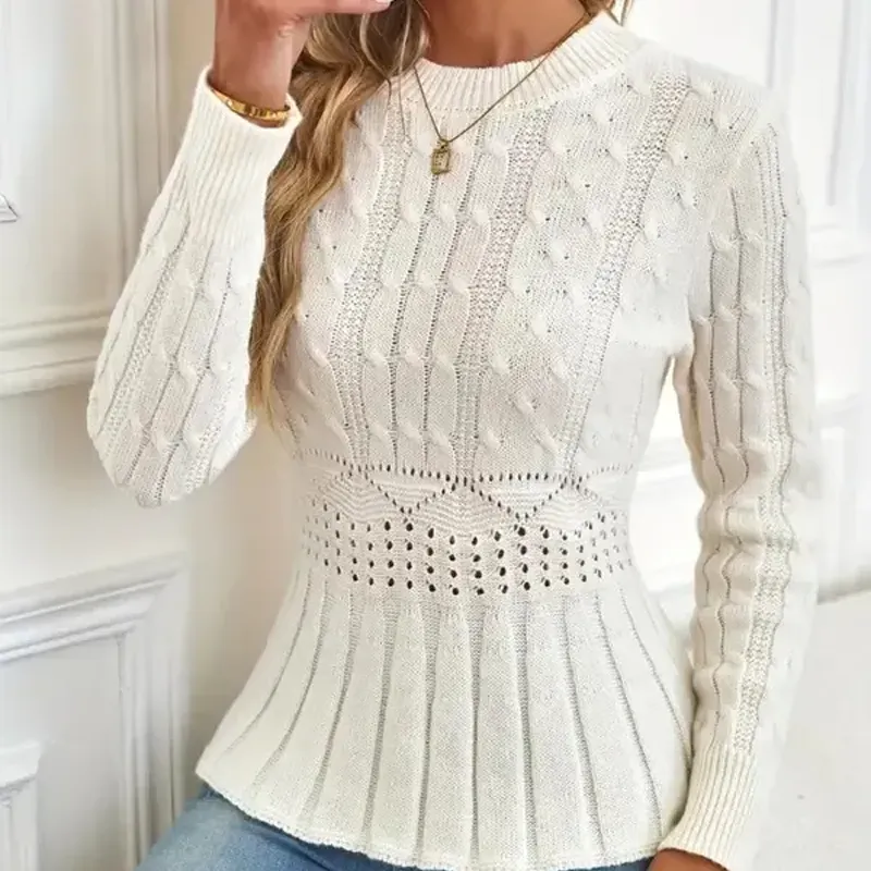Bellie - Grob Gestrickter Pullover Mit Rundhalsausschnitt