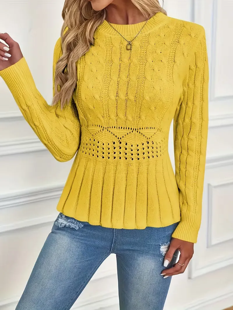 Bellie - Grob Gestrickter Pullover Mit Rundhalsausschnitt