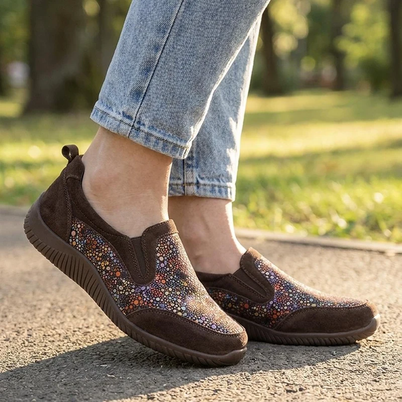 Wide Fit Leather Slip On Comfort Trainers - BRK43025 / 328 915 - Chocolate