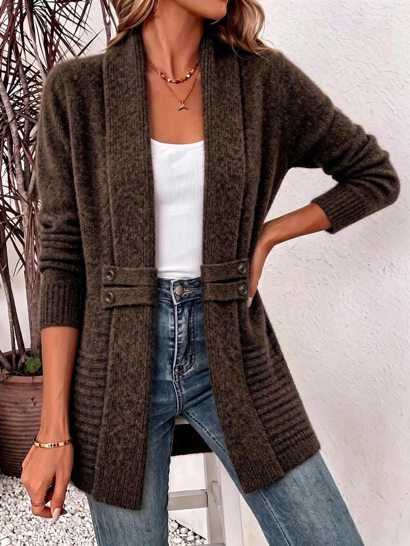 Linsey - Elegante Strick Jacke Mit Offener Vorderseite