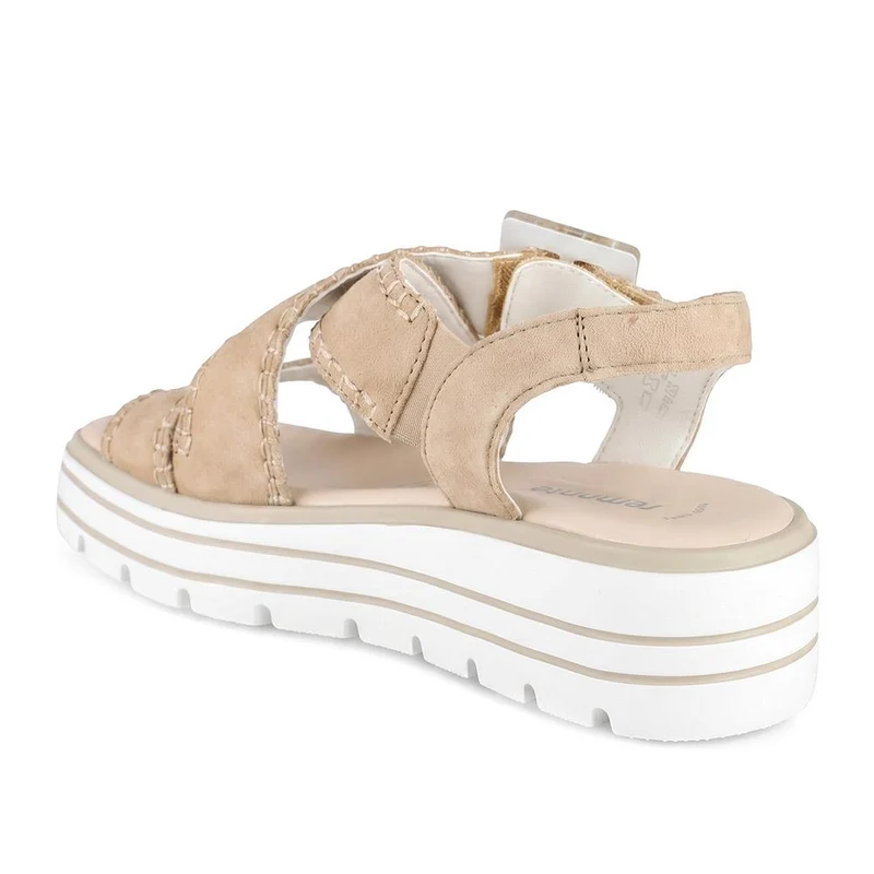 Remonte Cross Strap Wedge Sandals - RKR43066 / 330 543 - Beige