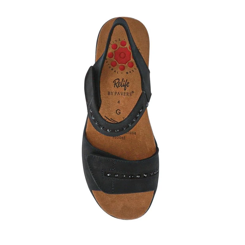 Relife Touch Fasten Wedge Heel Sandals - RELIF41032 / 326 875 - Black