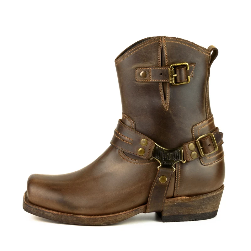 Herren- und Damen-Biker-Motard-Stiefel 005 aus braunem Leder