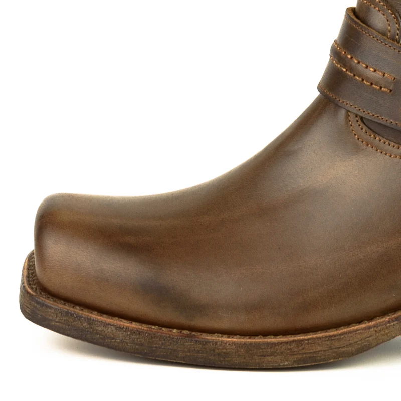 Herren- und Damen-Biker-Motard-Stiefel 005 aus braunem Leder