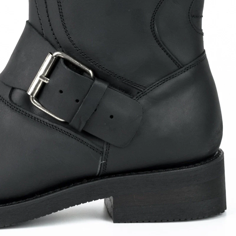 Bikerstiefel für Damen und Herren, Modell 1594-6, schwarzes Leder | Sofort lieferbar | Größe 46