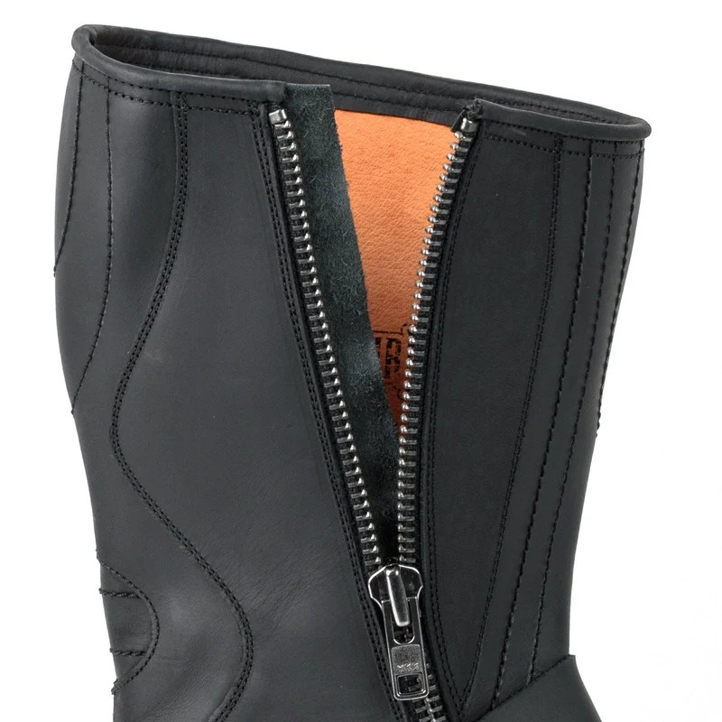 Bikerstiefel für Damen und Herren, Modell 1594-6, schwarzes Leder | Sofort lieferbar | Größe 46