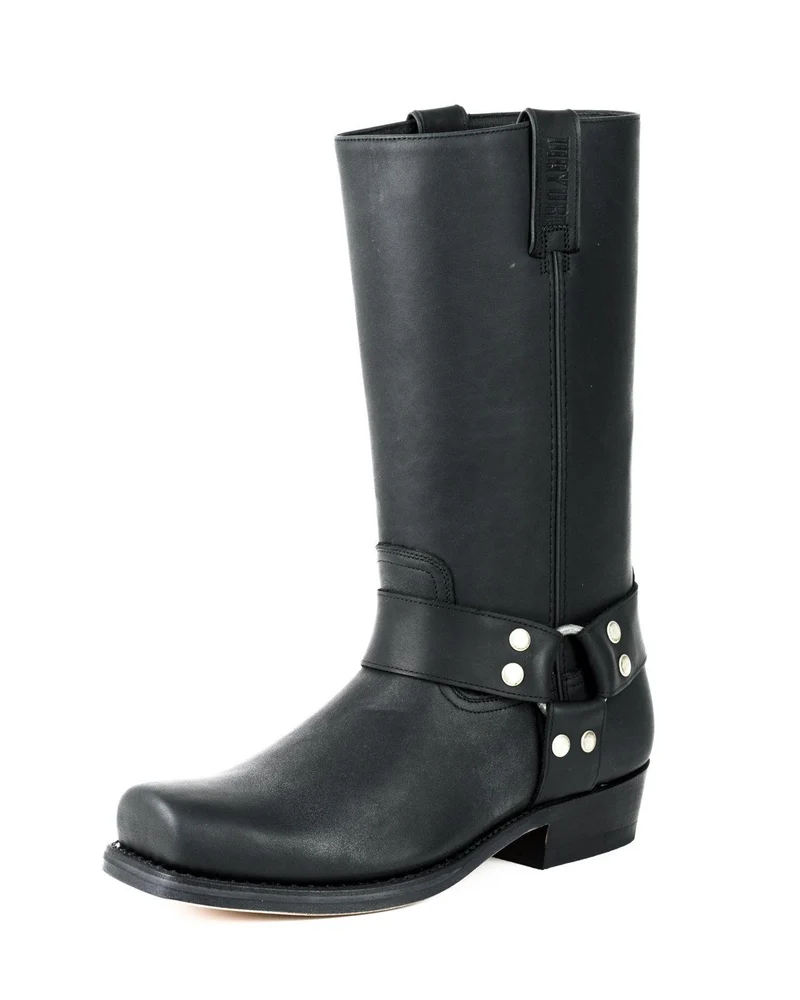 Herren- und Damen-Biker-Motard-Stiefel 01 aus schwarzem Leder