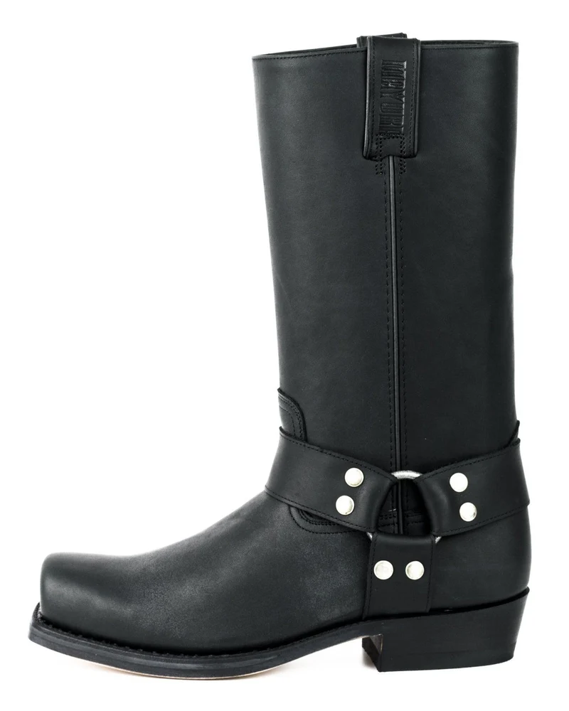 Herren- und Damen-Biker-Motard-Stiefel 01 aus schwarzem Leder