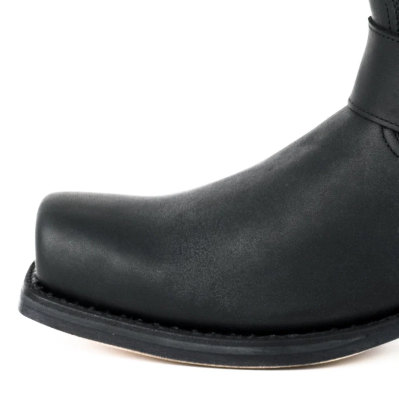 Herren- und Damen-Biker-Motard-Stiefel 01 aus schwarzem Leder