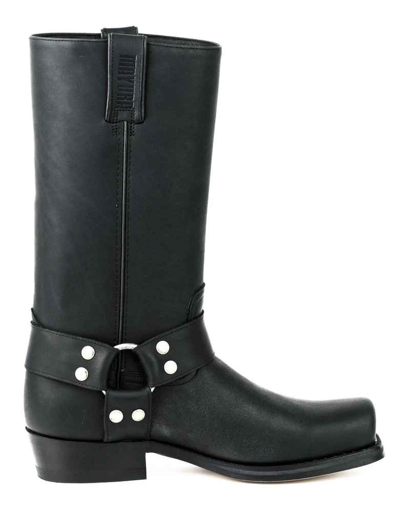 Herren- und Damen-Biker-Motard-Stiefel 01 aus schwarzem Leder