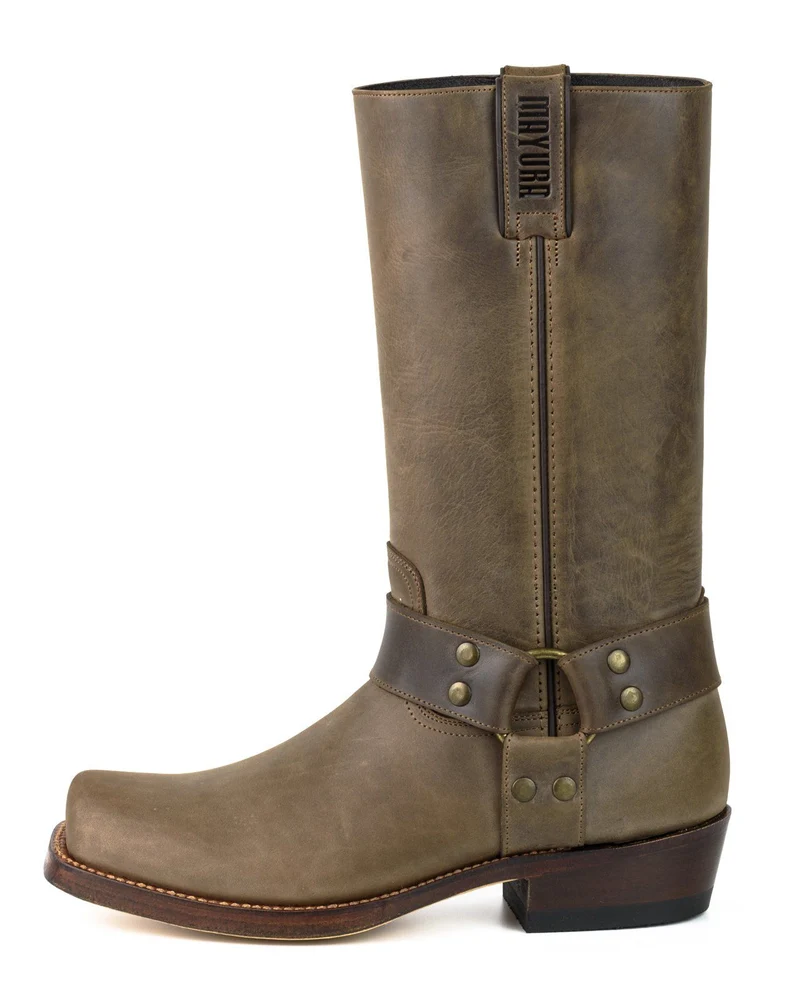 Herren- und Damen-Biker-Motard-Stiefel 01 aus braunem Leder