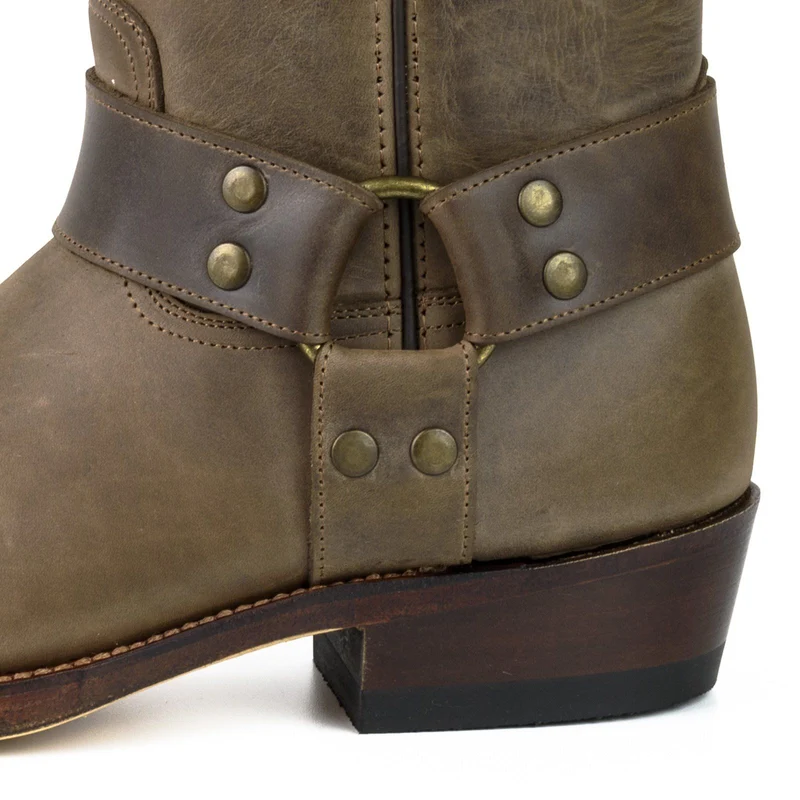 Herren- und Damen-Biker-Motard-Stiefel 01 aus braunem Leder