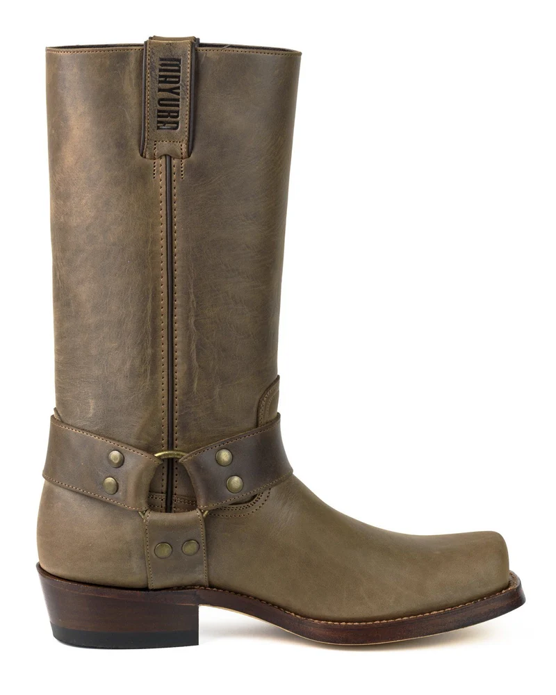 Herren- und Damen-Biker-Motard-Stiefel 01 aus braunem Leder