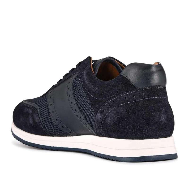 Sergio Lace-Up Leather Trainers - SERGIO / 328 071 - Navy Suede