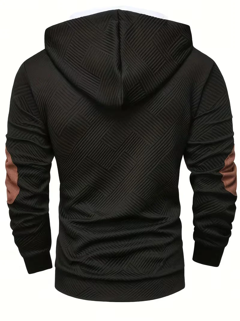 Alejandro – Strukturiertes Kapuzensweatshirt mit Kontrastfarbenen Ellbogenpatches