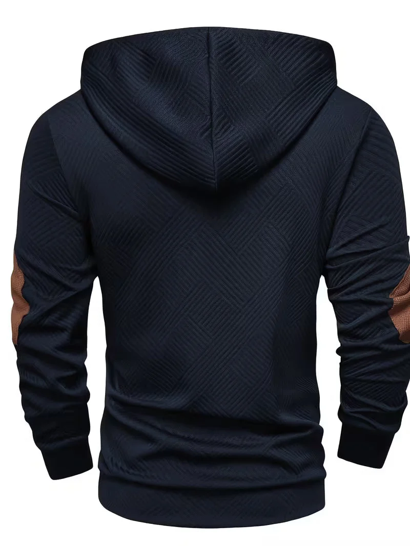 Alejandro – Strukturiertes Kapuzensweatshirt mit Kontrastfarbenen Ellbogenpatches