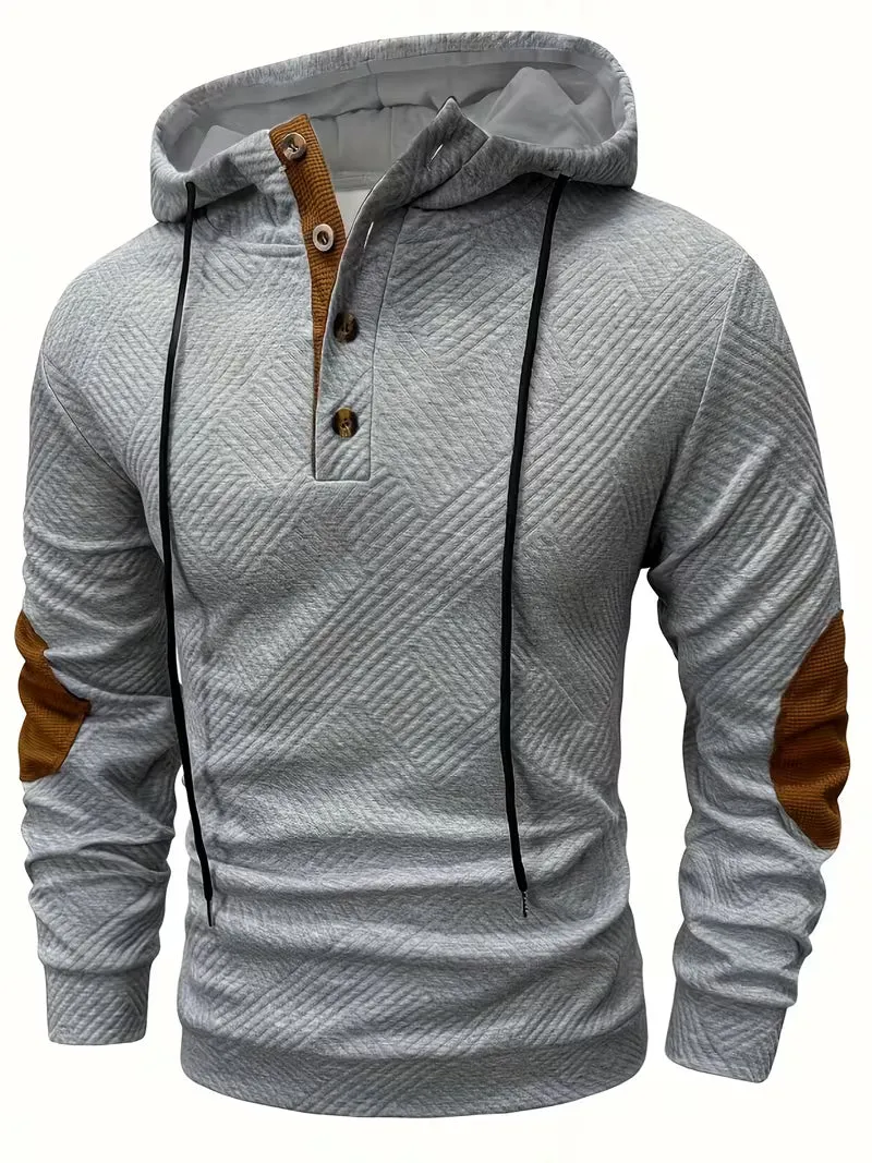 Alejandro – Strukturiertes Kapuzensweatshirt mit Kontrastfarbenen Ellbogenpatches