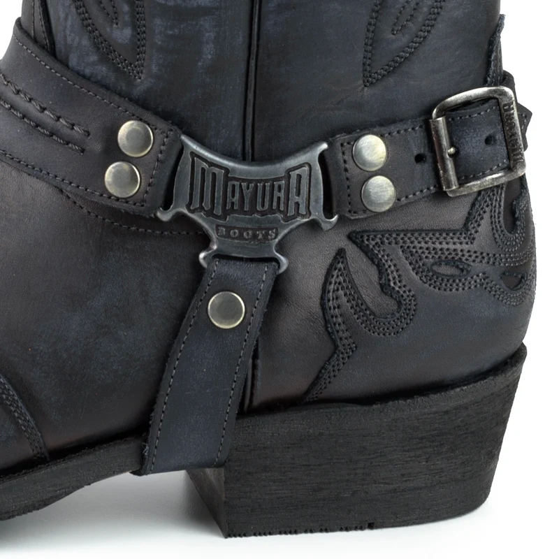 Herren Biker Motard Stiefel 2471 Schwarzes Leder Gebraucht