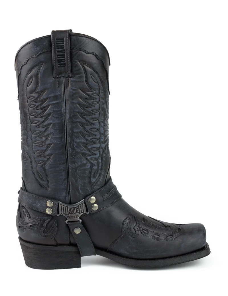 Herren Biker Motard Stiefel 2471 Schwarzes Leder Gebraucht