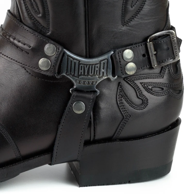 Herren Biker Motard Boots 2471 Schwarzes Leder