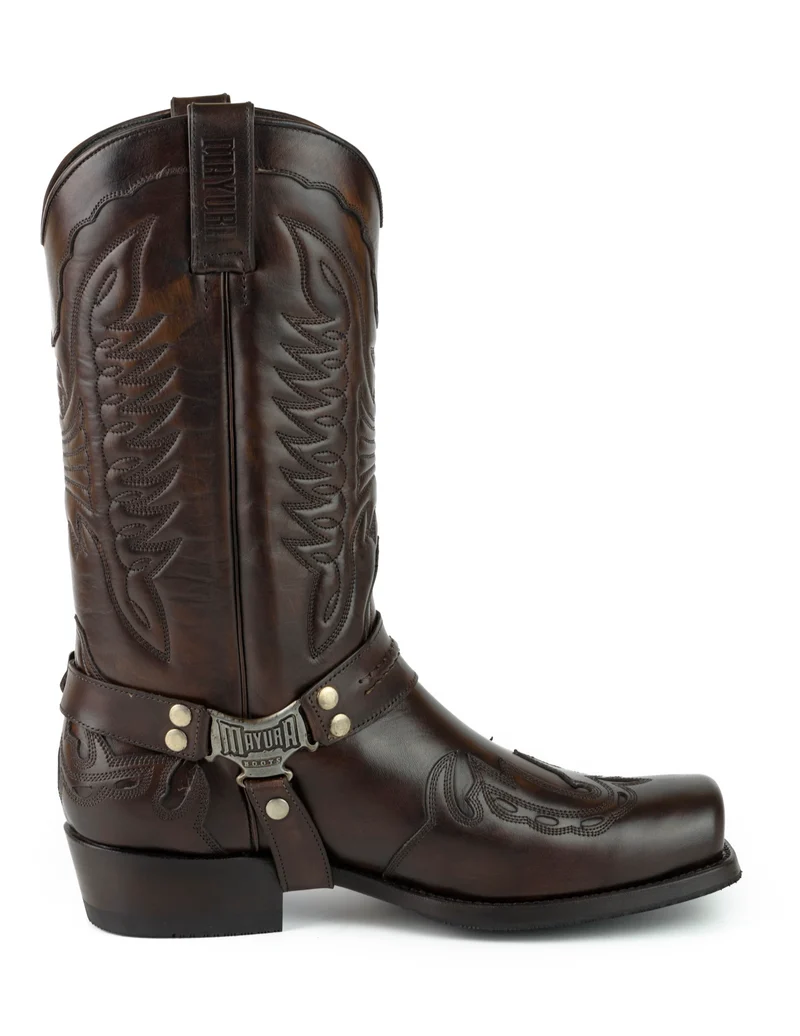 Herren Biker Motard Boots 2471 Dunkelbraunes Leder