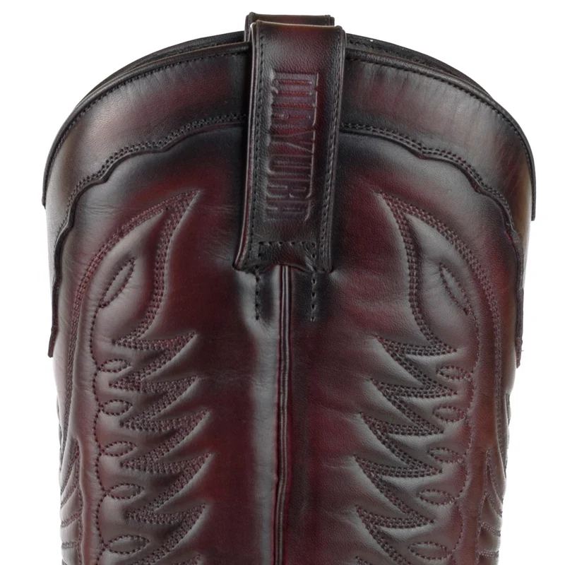 Herren Biker Motard Boots 2471 Dunkelrotes Leder