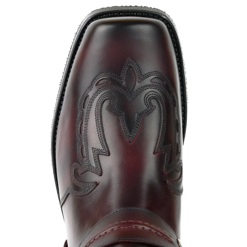 Herren Biker Motard Boots 2471 Dunkelrotes Leder