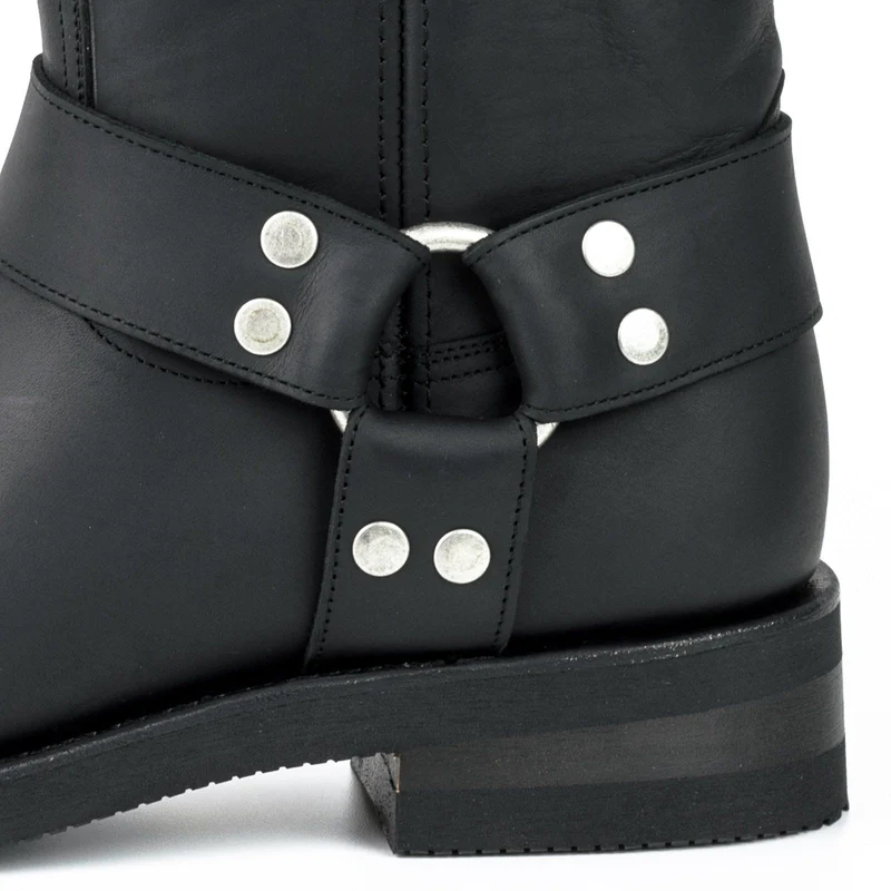 Bikerstiefel für Damen und Herren, Modell 1501-6, schwarzes Leder | Sofort lieferbar | Größe 40