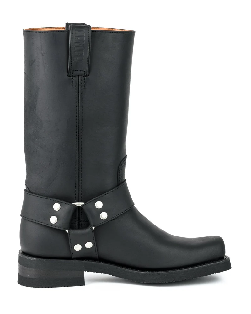 Bikerstiefel für Damen und Herren, Modell 1501-6, schwarzes Leder | Sofort lieferbar | Größe 40