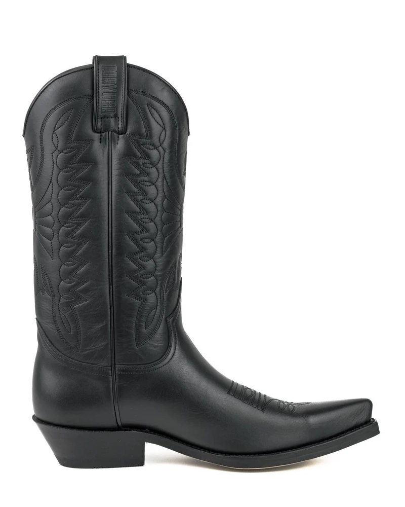 Country- und Western-Cowboystiefel 1920-C aus schwarzem Leder für Herren und Damen