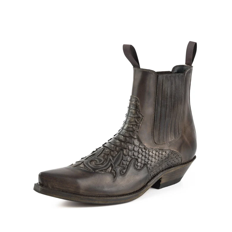 Urban Cowboy-Stiefeletten 2500 für Herren und Damen aus exotischem braunem und dunkelbraunem Leder